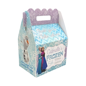 Frozen Ice Princess Birthday Party, Personalized Gable Favor Boxes, pack of 8