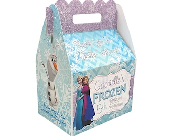 Frozen Ice Princess Birthday Party, Personalized Gable Favor Boxes, pack of 8