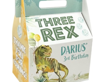 Dino Rex, Three Rex,  Dinosours Party Personalized Favor boxes, pack of 8