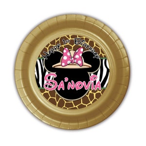 Minnie Mouse Jungle Safari Personalized Cake Plates, pack of 12