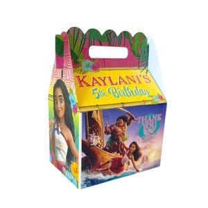 Moana 2 birthday party, personalized gable favor boxes, 8 count