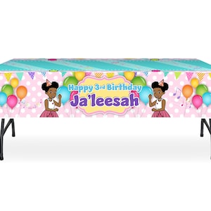 Gracie's corner party tablecloth, pink multi-color, personalized heavy vinyl custom table cover, official licensed product