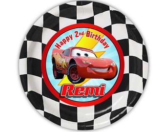 Cars Theme Birthday Party Cake Plates, Set of 12