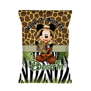 Mickey mouse safari custom chip bags, snack bags, pouches, set of 12