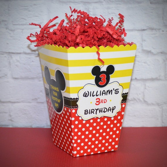 Mickey Mouse Birthday Party Personalized Popcorn Box Pack of Etsy