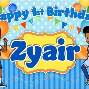 Gracie's corner© large vinyl banner backdrop, birthday boy color scheme, official licensed item