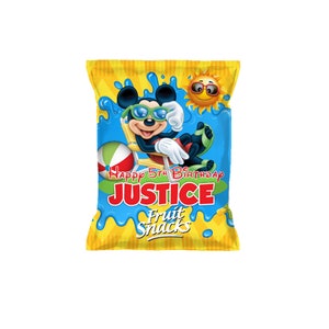 Mickey mouse pool party, water, swim, splash party, custom fruit snacks bags pouches, set of 12