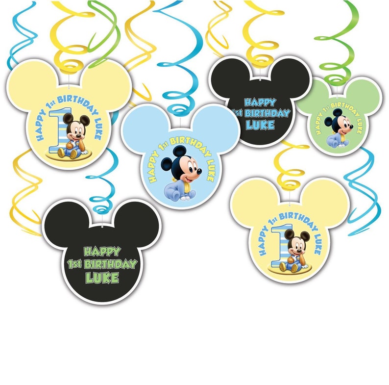 Baby Mickey Mouse First Birthday Party Swirls Decorations Etsy