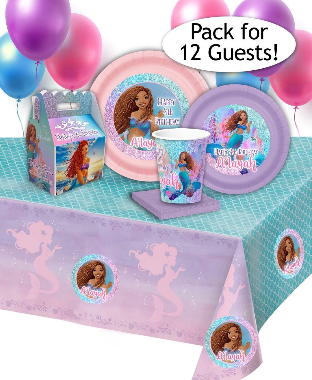 Personalized Little Mermaid Birthday Party Pack: African American Ariel ...