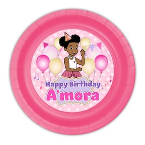 Gracie&#39;s corner custom party plates, personalized meal plates, pink & gold,  12 count, licensed item
