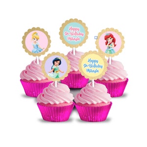 Disney Little Princess Toddlers, Personalized Cupcake Picks Toppers, pack of 12