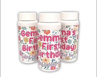Floral Bubbles Party Favors with custom labels, Set of 12