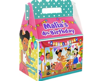Gracie’s Corner Personalized Favor Boxes: Party Goodie Bags, Pink-Multi, Set of 8