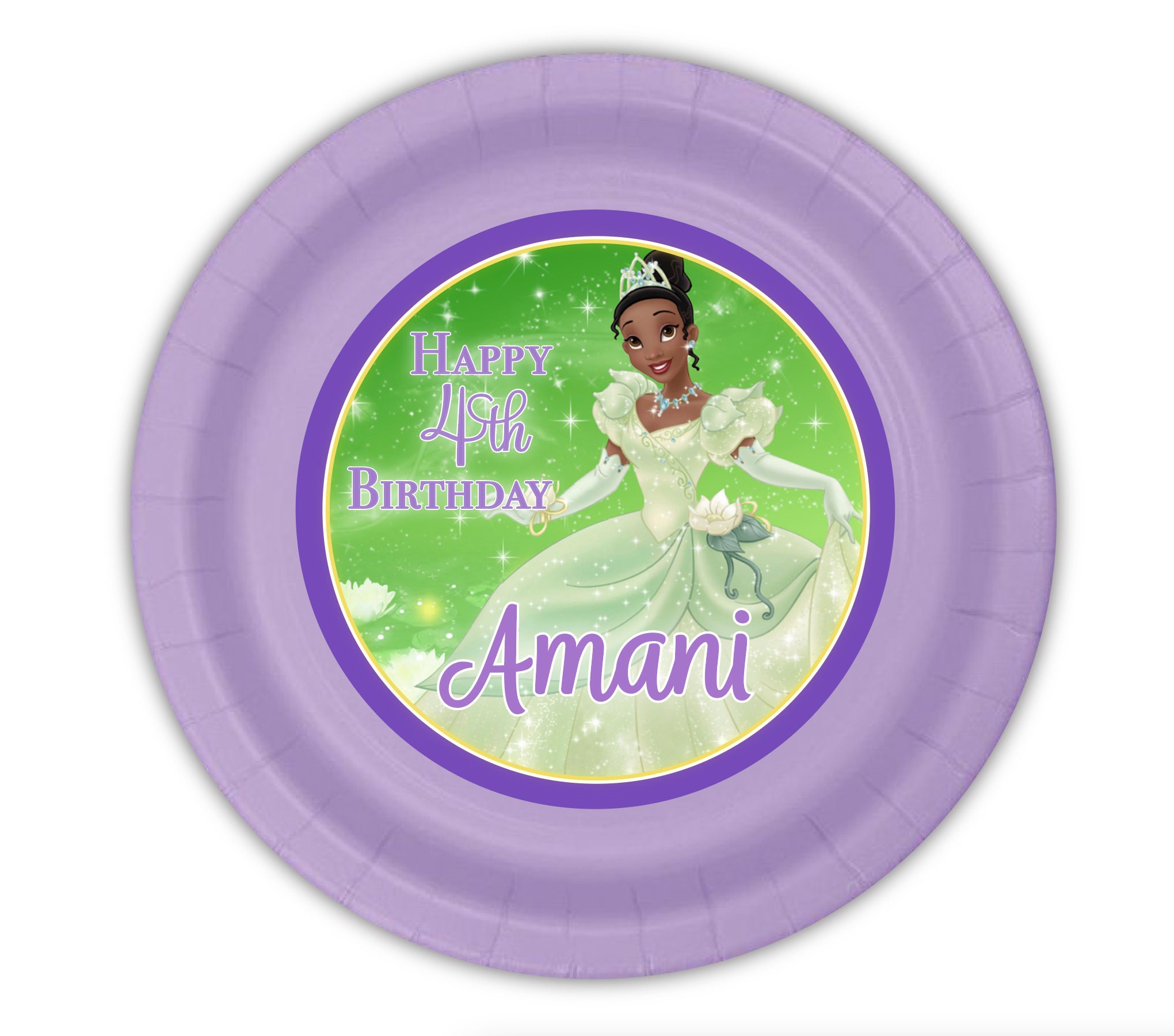 Princess Tiana and the Frog Birthday Party Personalized Meal Plates pack of 12