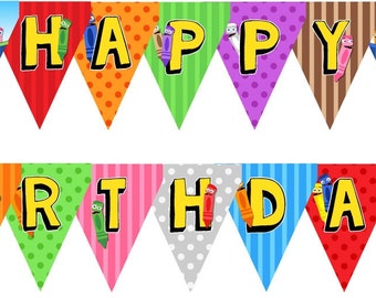 Color crew babyfirst tv birthday personalized banner decoration