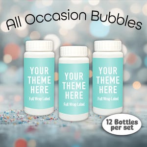 Custom bubbles party favors, set of 12, choose your theme