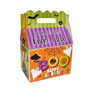 Cute Spooky Halloween Trick-or-Treat Party Personalized Favor Boxes, Pack of 8