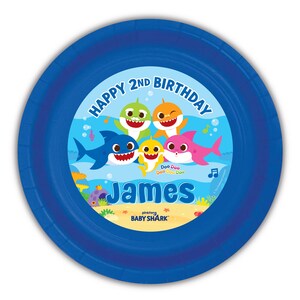 Baby Shark Birthday Party Personalized Meal Plates, 12count, Classic