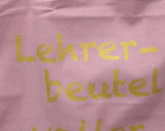 Lehrer-Beutel, voller Arbeiten – Purple Rose mit Aufdruck in Violett oder Blau, 100% Biobaumwolle, Fairtrade, vegan, Lehrergeschenk, Schule