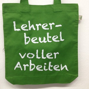 Lehrer-Beutel, voller Arbeiten Blattgrün, 100% Biobaumwolle, Fairtrade, totebag, vegan Bild 1