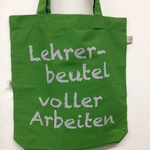 Lehrer-Beutel, voller Arbeiten Blattgrün, 100% Biobaumwolle, Fairtrade, totebag, vegan Grau