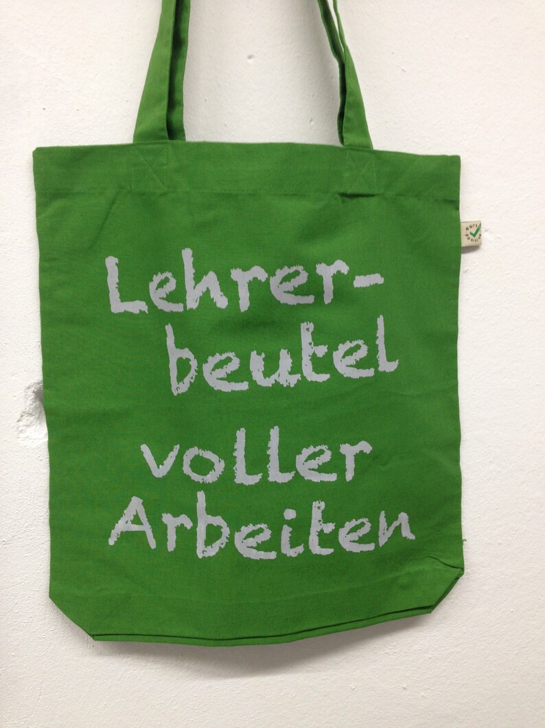 Lehrer-Beutel, voller Arbeiten Blattgrün, 100% Biobaumwolle, Fairtrade, totebag, vegan Grau