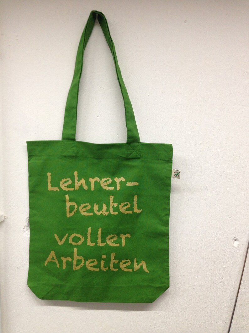 Lehrer-Beutel, voller Arbeiten Blattgrün, 100% Biobaumwolle, Fairtrade, totebag, vegan Gold