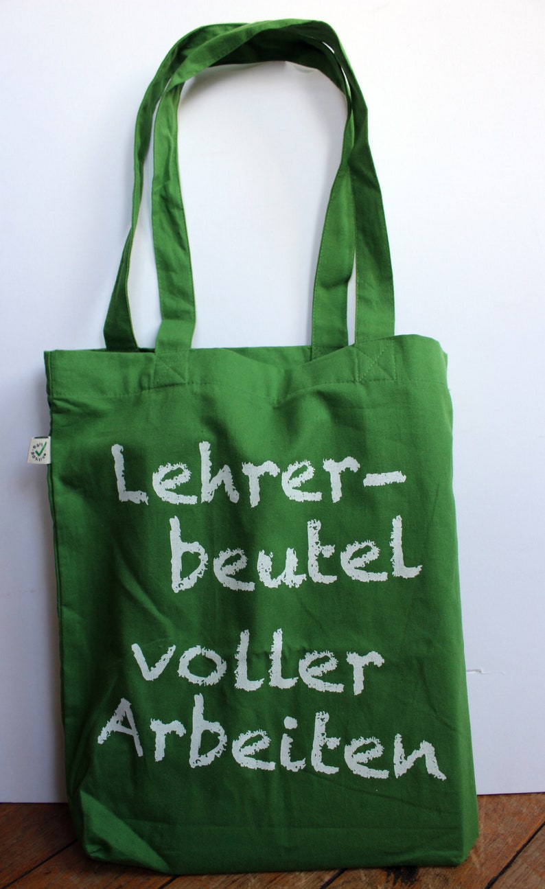 Lehrer-Beutel, voller Arbeiten Blattgrün, 100% Biobaumwolle, Fairtrade, totebag, vegan Bild 2