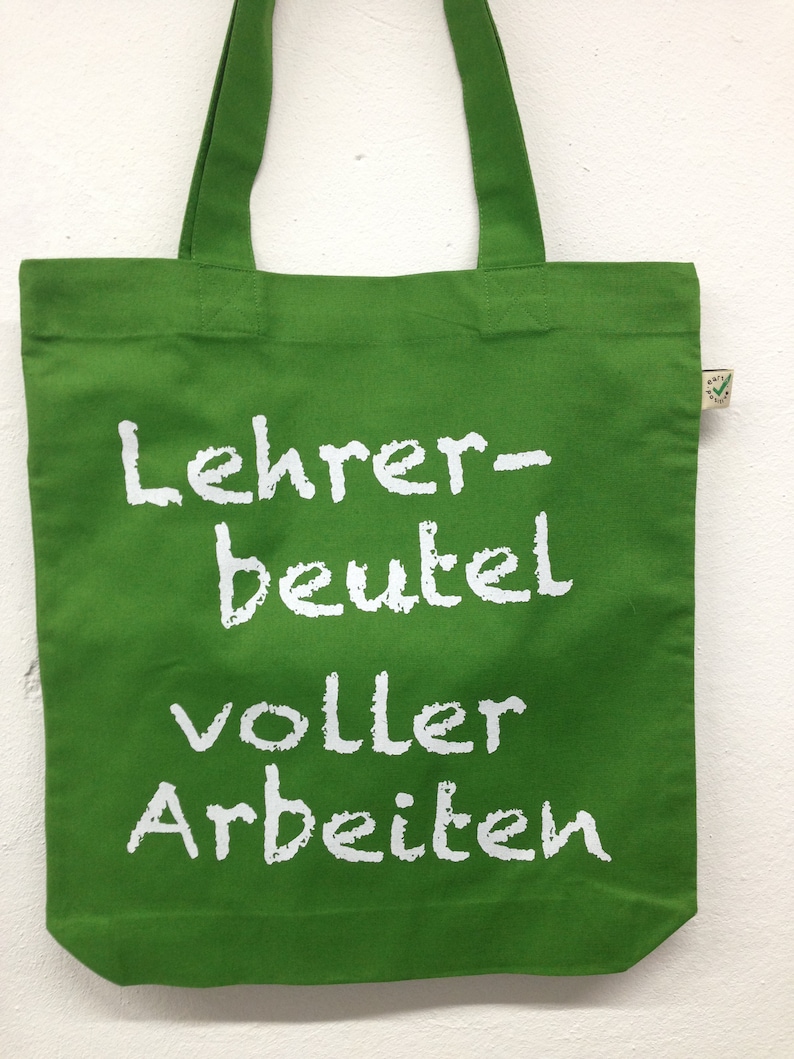 Lehrer-Beutel, voller Arbeiten Blattgrün, 100% Biobaumwolle, Fairtrade, totebag, vegan Bild 1