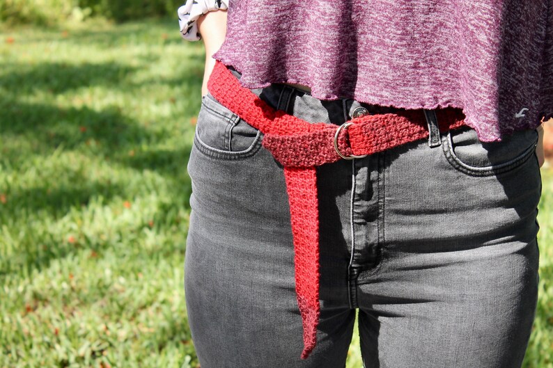 Crochet Red Belt crochet women/'s accessory crochet retro belt