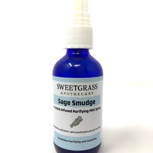 Sage Smudge Spray Smokeless Smudge Good Spirit Spray Room Cleansing Crystal Infused Spray Clear Negative Energy Gem Essence image 4