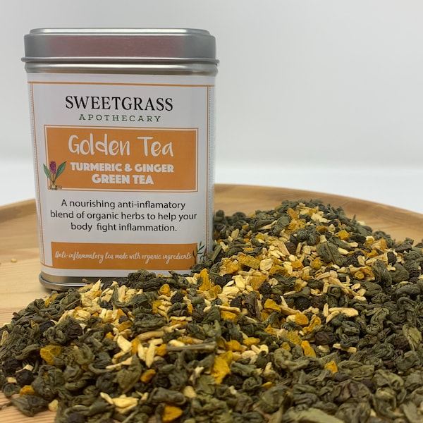 Golden Tea ~ Green Tea Turmeric and Ginger Blend ~ Organic Anti-inflammatory tea ~ Loose Tea ~ Tea for Inflammation