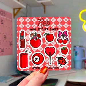 Red Sticker Sheet ,Stickers for Hydroflask,laptop sticker,Sticker sheets,Junk journal stickers,Red gift, Sticker, Red stickers