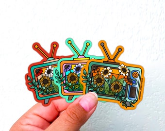 Pegatina de TV retro, pegatinas para hidroflasco, pegatinas del ordenador portátil, calcomanías de coches lindos, pegatinas de moda, pegatinas estacionarias, pegatinas deco, pegatinas retro