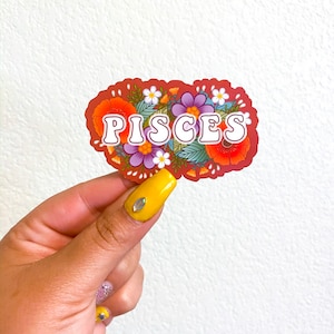 Pisces Sticker| Zodiac Sticker | Floral Pisces Sticker| Stickers for Hydroflask | laptop sticker |Waterbottle Sticker |Waterproof Stickers |