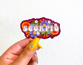 Scorpio Sticker| Zodiac Sticker | Floral Scorpio Sticker| Stickers for Hydroflask | laptop sticker |Waterbottle Sticker |Waterproof Sticker