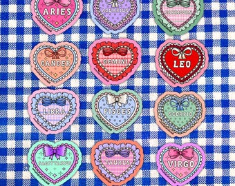 Zodiac Valentines Sticker,Stickers for Hydroflask,Cute Car decals,Zodiac stickers,Kindle Sticker, Valentine’s Day gift, zodiac gift