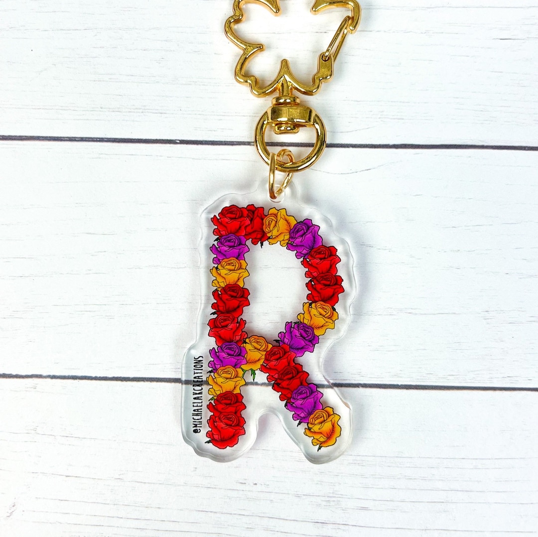 R Keychain | R Letter Gift | Letter Keychain | Acrylic Keychain ...