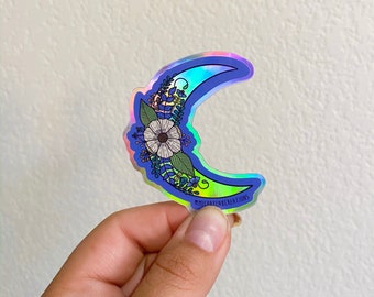 Holographic Moon Sticker | Stickers | Stickers for Hydroflask | laptop stickers | Holographic stickers | Waterproof stickers | Moon sticker