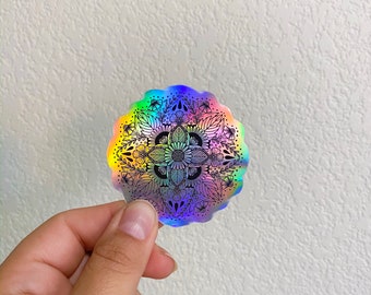 Holographic Mandala Sticker | Stickers for Hydroflask | laptop stickers | Flower Stickers | Waterproof stickers | Mandala sticker