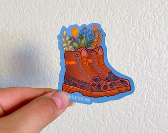 Hiking boots sticker | Stickers for Hydroflask|Stickers | laptop stickers |Waterproof Stickers| Flower Stickers| hiking stickers