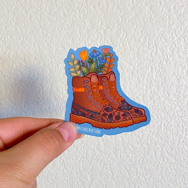 Hiking boots sticker | Stickers for Hydroflask|Stickers | laptop stickers |Waterproof Stickers| Flower Stickers| hiking stickers