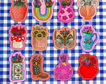 Bouquet Stickers ,Valentine stickers,stickers for Hydroflask,Cute Car decals,Zodiac stickers,Kindle Sticker,Valentine’s Day gift, flowers