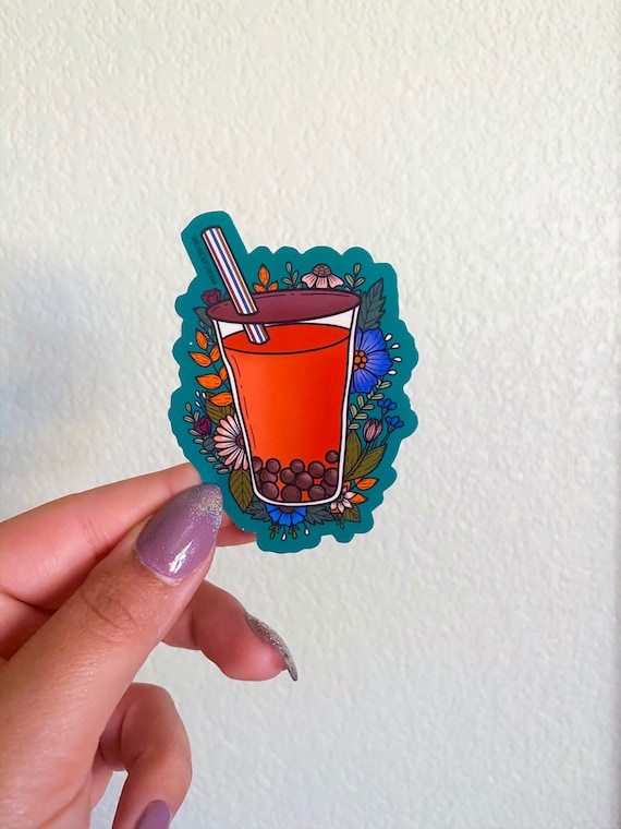 Thai Tea Sticker| Tea Stickers |Boba Sticker|Stickers for Hydroflask | Stickers | laptop stickers | Waterproof Stickers | Flower Stickers |