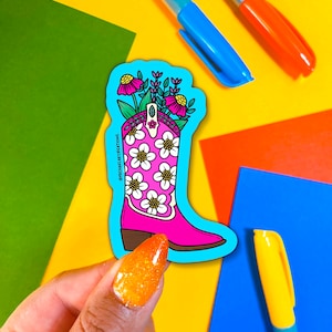 Pink Cowboy Boot Aufkleber, Aufkleber für Hydroflask, Laptop Aufkleber, niedliche Auto Aufkleber, trendige Aufkleber, stationäre Aufkleber, Bujo Aufkleber