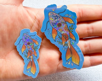 Koi Fish Sticker | Stickers for Hydroflask | laptop stickers | Flower Stickers | Waterproof stickers | Fish sticker | glitter sticker