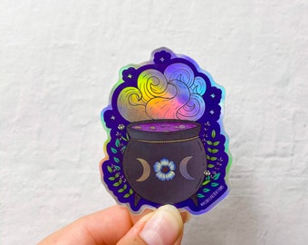Cauldron  Sticker | Stickers for Hydroflask Witch stickers | holographic stickers| laptop stickers |Flower Stickers|Waterproof stickers |