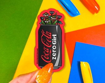 Coke Zero Girl Sticker,Stickers for Hydroflask,laptop sticker,Cute Car decals,Trendy stickers,Stationary stickers,soda stickers,Coke zero