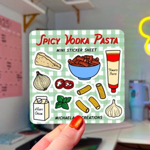Spicy Vodka Pasta Sticker,Stickers for Hydroflask,laptop sticker,Sticker sheets,Food stickers,Pasta gift, Sticker, pasta stickers