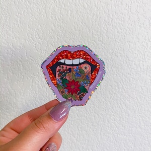 Mouth sticker | Flower Mouth Sticker | Stickers for Hydroflask |Flower sticker | holographic stickers | Waterproof stickers|Glitter Sticker